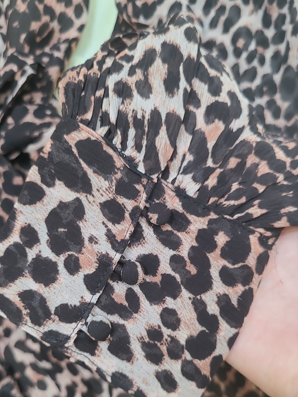 Paige Silk Leopard Print Tie-Neck Womens Dress - Black, Tan And Brown - Picture 5 of 7